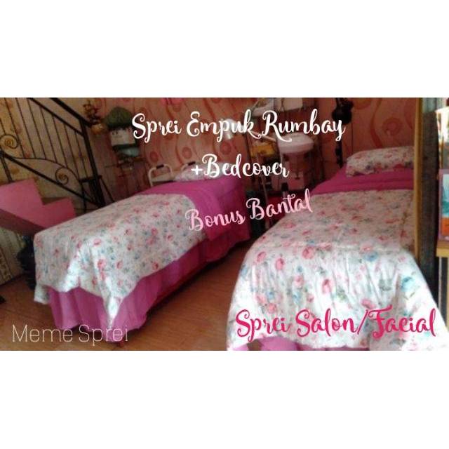 Sprei Salon Empuk + Bedcover Klinik Kecantikan. Sprei isi Dakron Rumbay Seprai Salon Facial Klinik Kecantikan