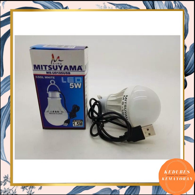 Lampu Led Emergency Mitsuyama 5watt / Bohlam Led Kabel USB 5 watt