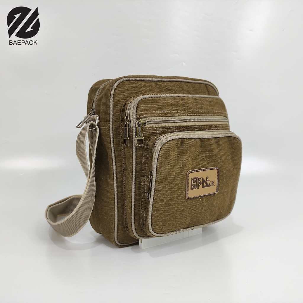 Tas Selempang Kanvas Cowok Volker Brown Original Baepack / Tas Bahu Pria dan Wanita / Tas kanvas Terbaik Produsen Bandung