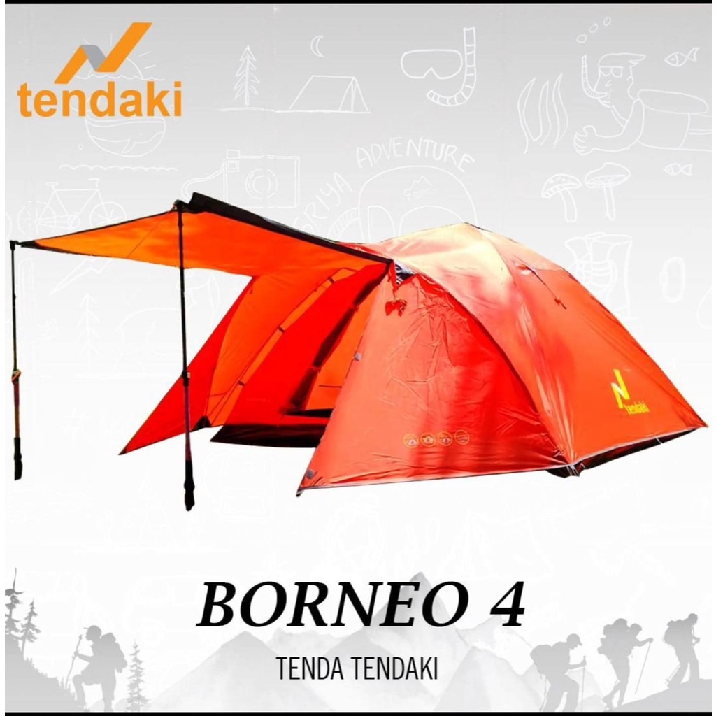 GROSIR Tenda Camping Borneo 4 Orang TENDAKI 4 - 5 Orang NSM 4 Orang Double Layer