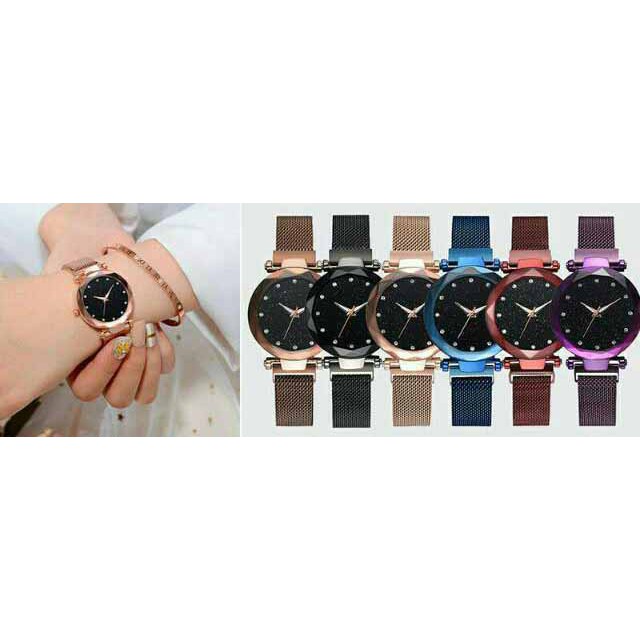 LS 158 - Jam Tangan Wanita Magnet Pasir Glitter