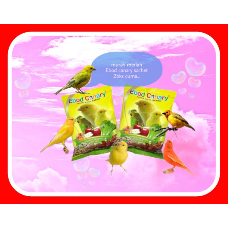 2 BKS EBOD CANARY SACHET PAKAN 2 x 200 gram BURUNG KENARI MAKANAN BURUNG HARIAN CANARI BLACKTROAT FINCH ASLI ORI EBOD JAYA