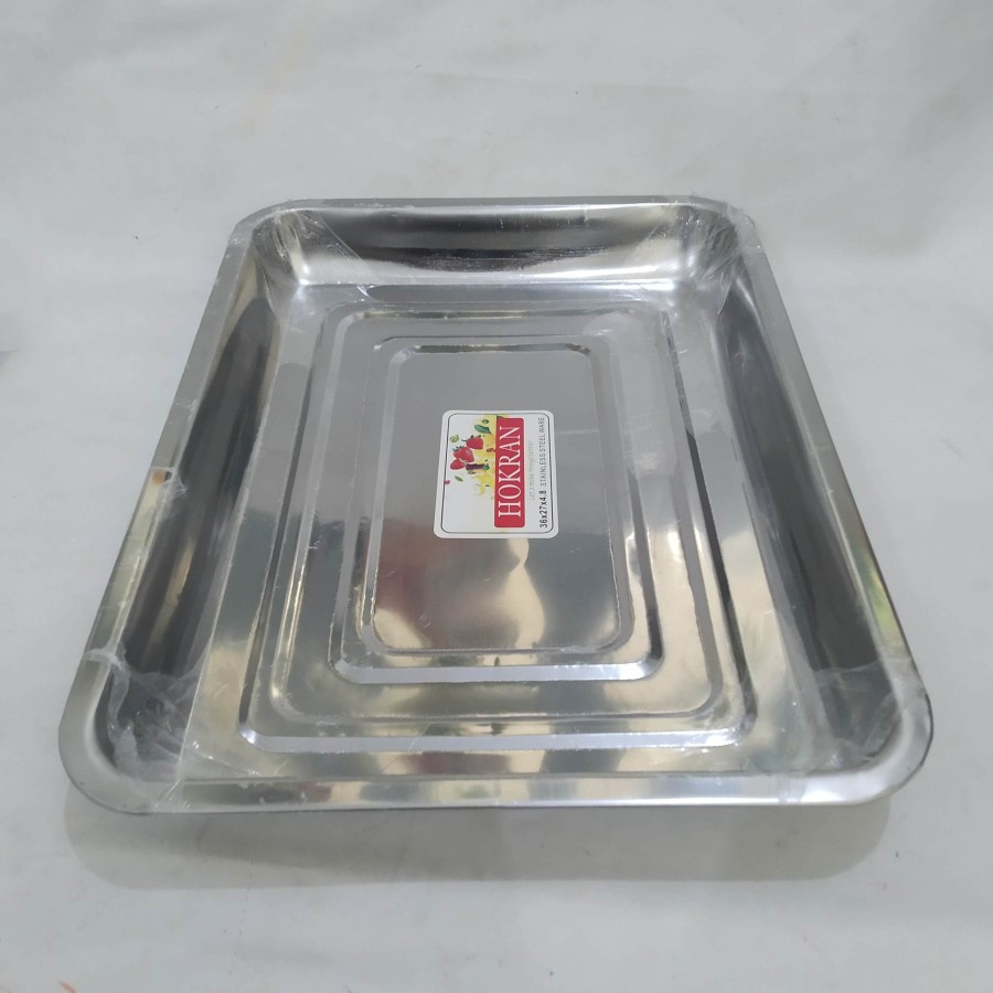 Nampan wadah baki tray trey trei steinless stainless steel medium besar