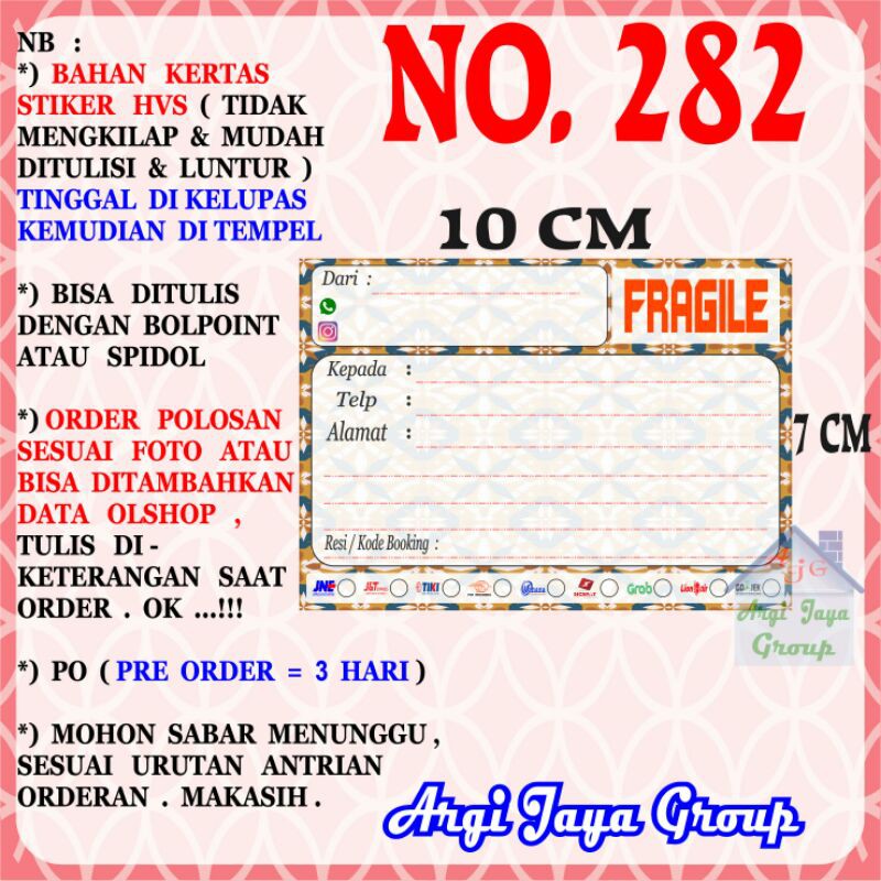 

Stiker HVS - Stiker Pengiriman - Sticker Alamat Olshop Murah Nomer 282-10x7cm