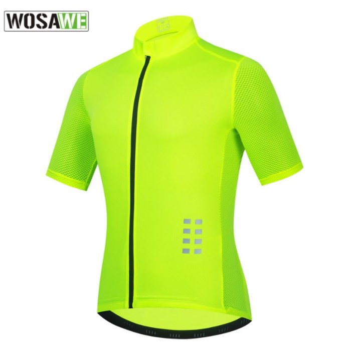 Baju Jersey Sepeda Pria WOSAWE  Import Lengan Pendek Bahan Adem Hijau