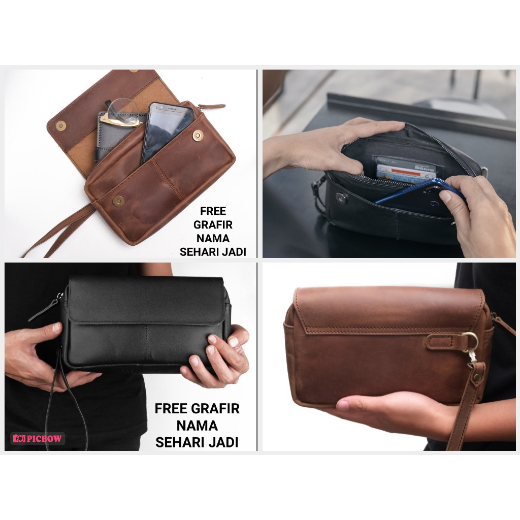 Hand Bag Pria Kulit Clutch Bag Tas tangan Kulit Asli