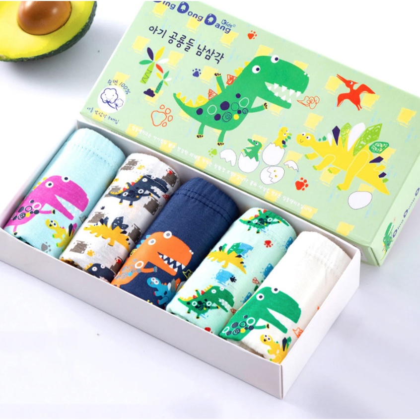 SET Celana Dalam Anak Bahan katun premium dengan box Celana Dalam Anak gambar Dino Kolor Anak cowo