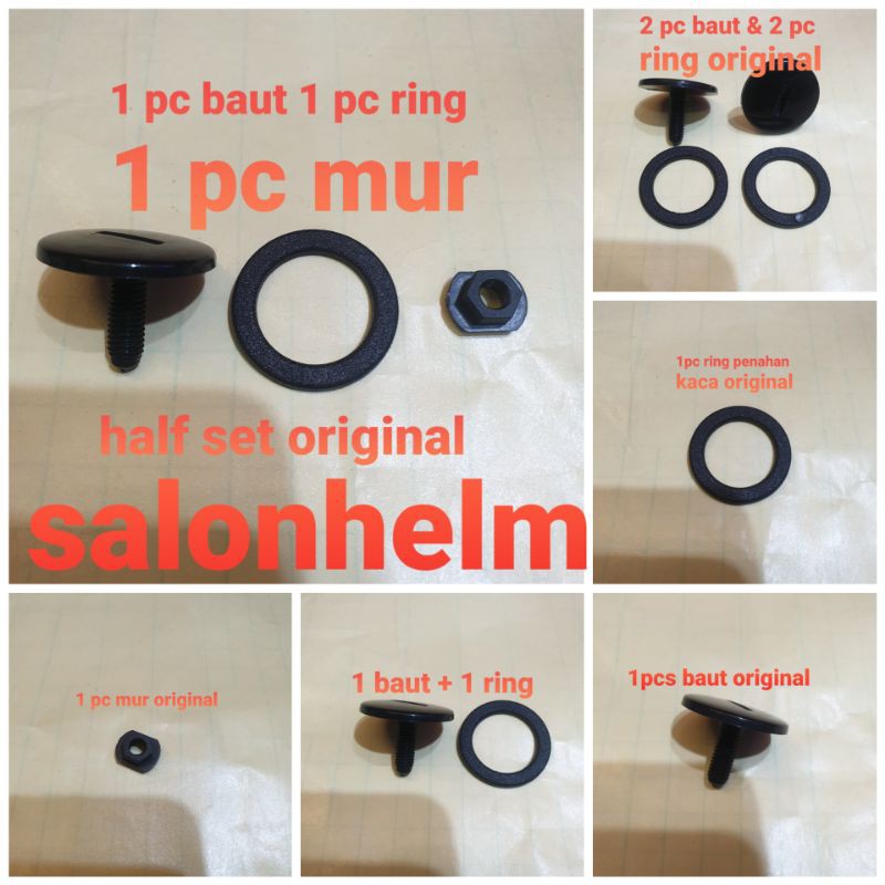 Baut dan ring penahan kaca helm ltd original