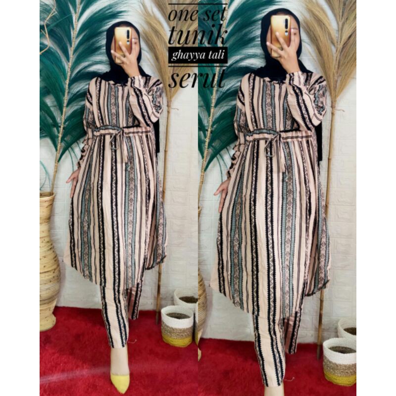 Setelan One Set Tunik Ghayya Tali Serut