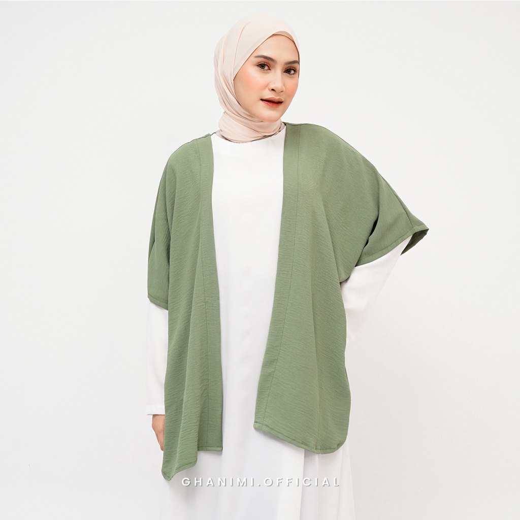 Ghanimi - Ayleen Outer / Outer polos lengan pendek katun crinkle / outer kondangan kekinian / outer casual formal daily / outer rompi murah