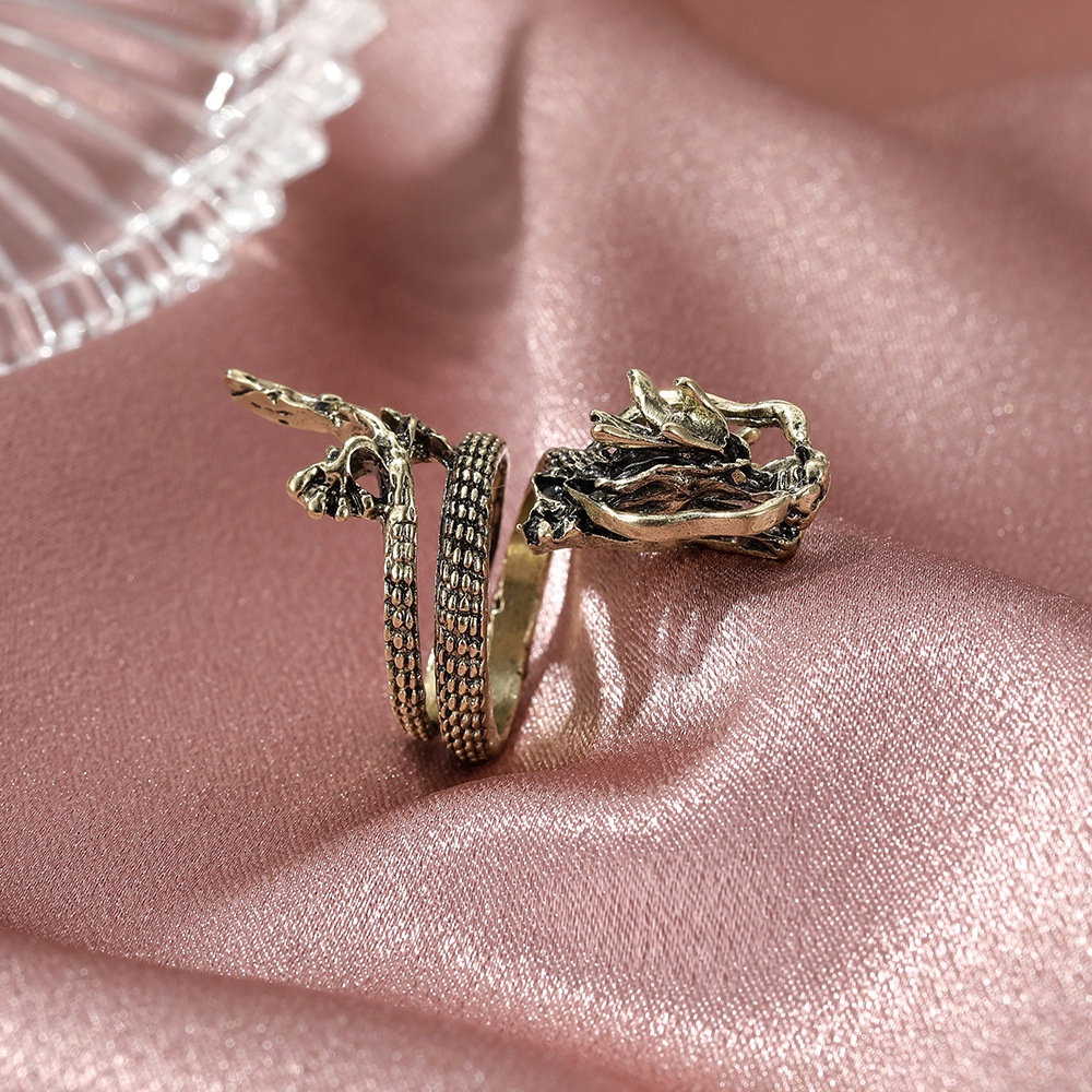 【COD Tangding】Ancient Bronze Zodiac Dragon Ring Gothic Hipster Male Opening Ring