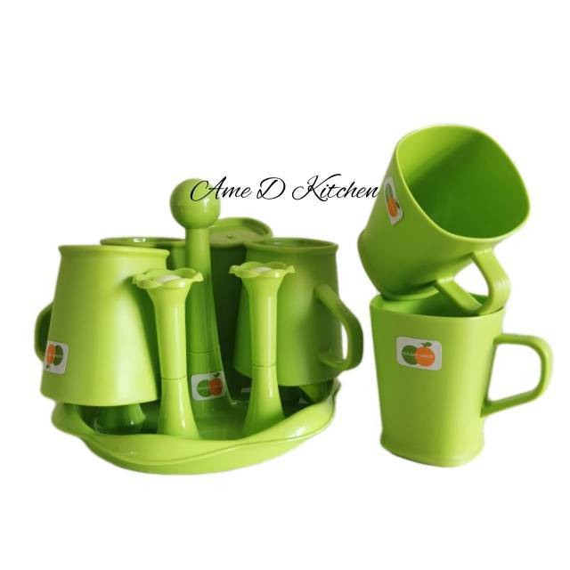 Rak  Gelas TG 1037 + Gelas 6 PC MOK 7005 golden sunkist