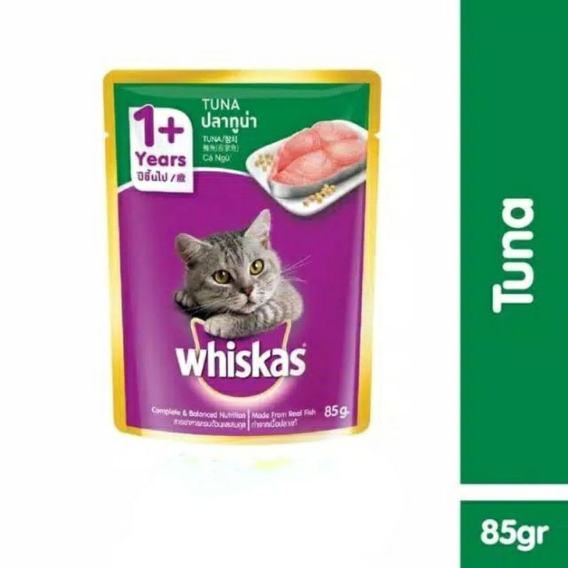 Whiskas basah pouch tuna 85gr /whiskas adult /  makanan kucing basah / whiskas pouch / sachet