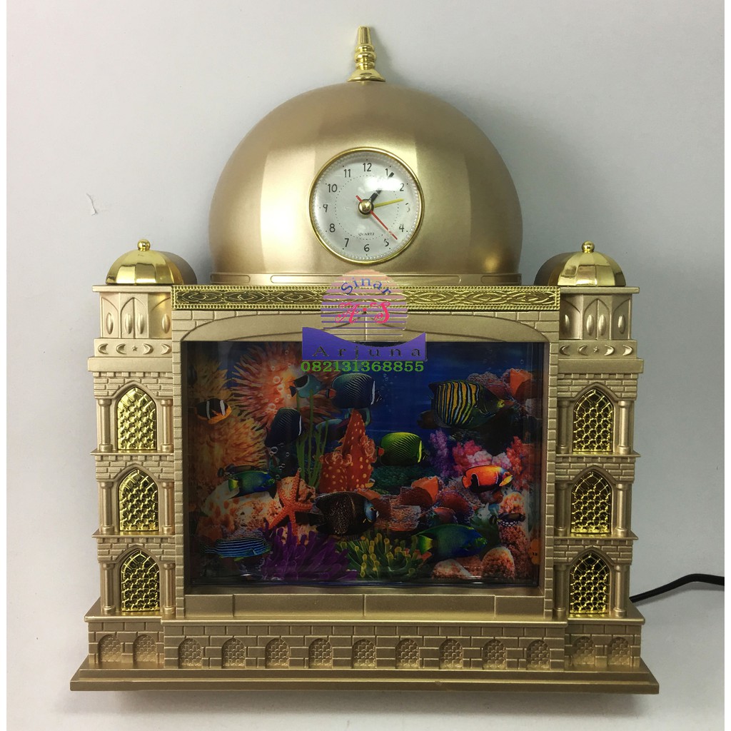 lampu mesjid jam mutar gambar ikan