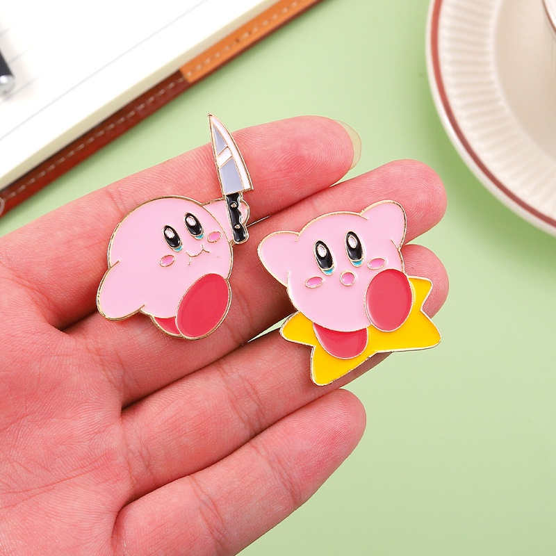 Bros Pin Desain Kartun Star Kirby Warna Pink Gaya Jepang Untuk Aksesoris Pasangan