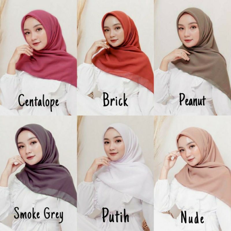 Hijab Segiempat BELLA SQUARE ANTI LETOY PREMIUM Pollycotton polos 47 Warna Jilbab Bela Laudya Square Murah vayaon hijab