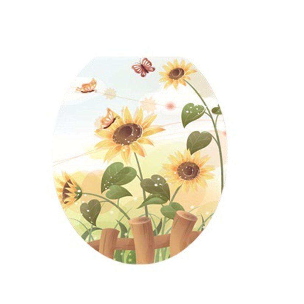 Solighter Sunflower Toilet Stiker Mural Art Decals Mural Stiker Tile Toilet Kamar Mandi Toilet Tutup Dekorasi Tk Stiker Dinding