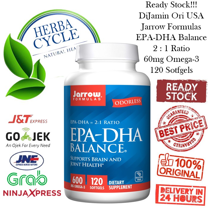 Jarrow Formulas EPA-DHA Balance 600 mg Omega-3 120 Softgels
