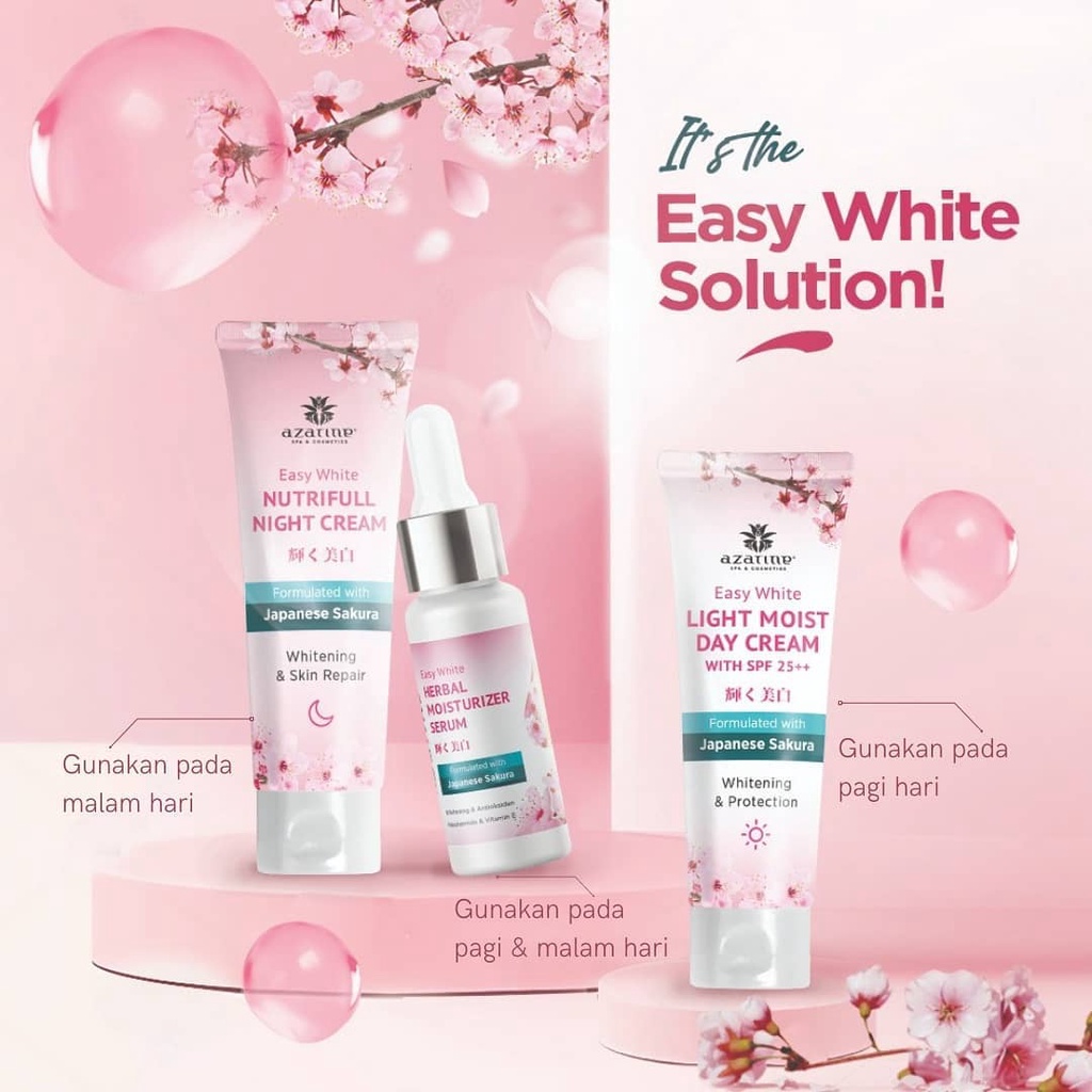★ BB ★  AZARINE Easy White Series with Japanese Sakura | Herbal Moisturizer Serum Day Night Cream | Azarine Face Toner 90ml