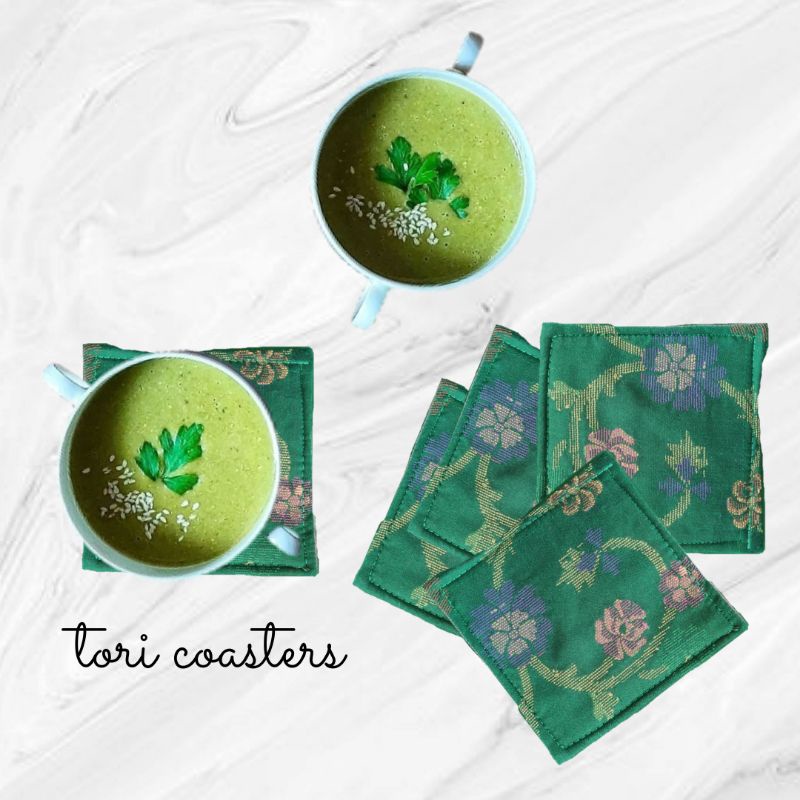 Tatakan gelas kain / Fabric Coaster / Botol Batik - Desain C / Tatakan gelas / tatakan kain / limite