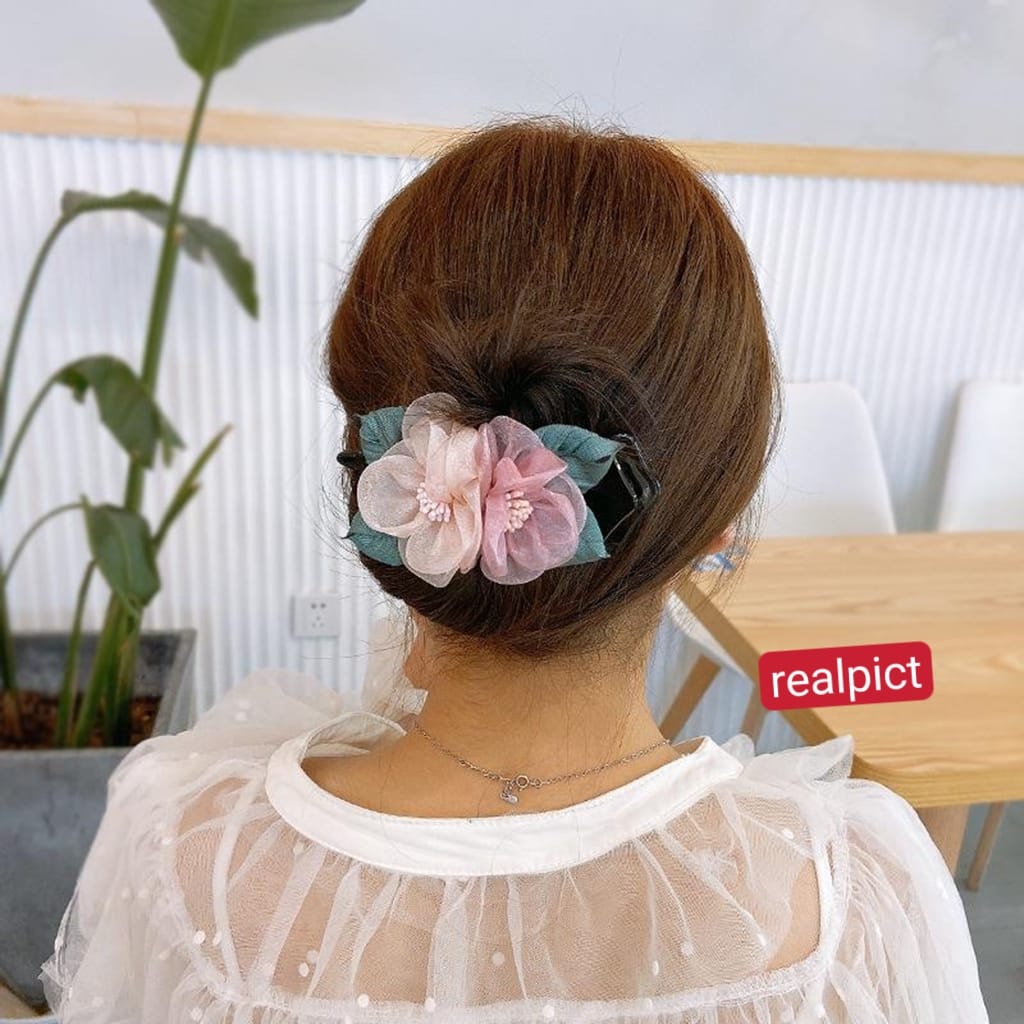 Jepit rambut korea premium sanggul wanita elegan mode bunga terbaru ori import 12.5cm