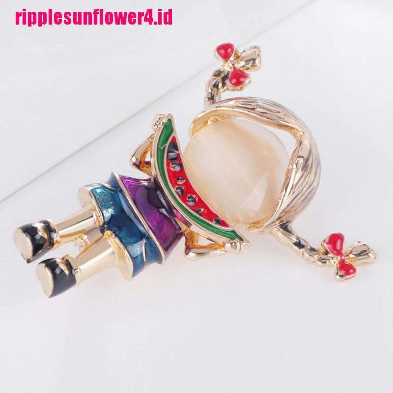 Bros Enamel Bentuk Ponytail Aksen Kristal Untuk Wanita