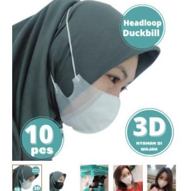 Masker Duckbill 3D headloop orlee Kemenkes 3 ply Hijab