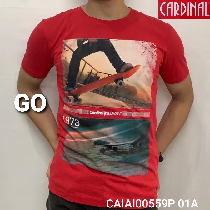 gof KJS CARDINAL JEANS KAOS Cowok Pakaian Pria Reguler Slimit Lengan Pendek Santai