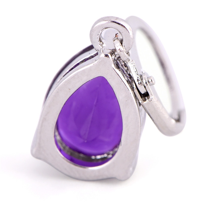 Anting Stud Hoop Lapis Silver Hias Amethyst Sapphire Untuk Wanita