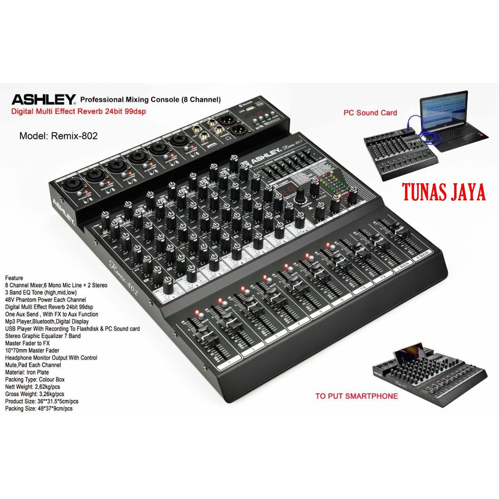 Mixer Ashley Remix 802 Original 8 Channel Bluetooth