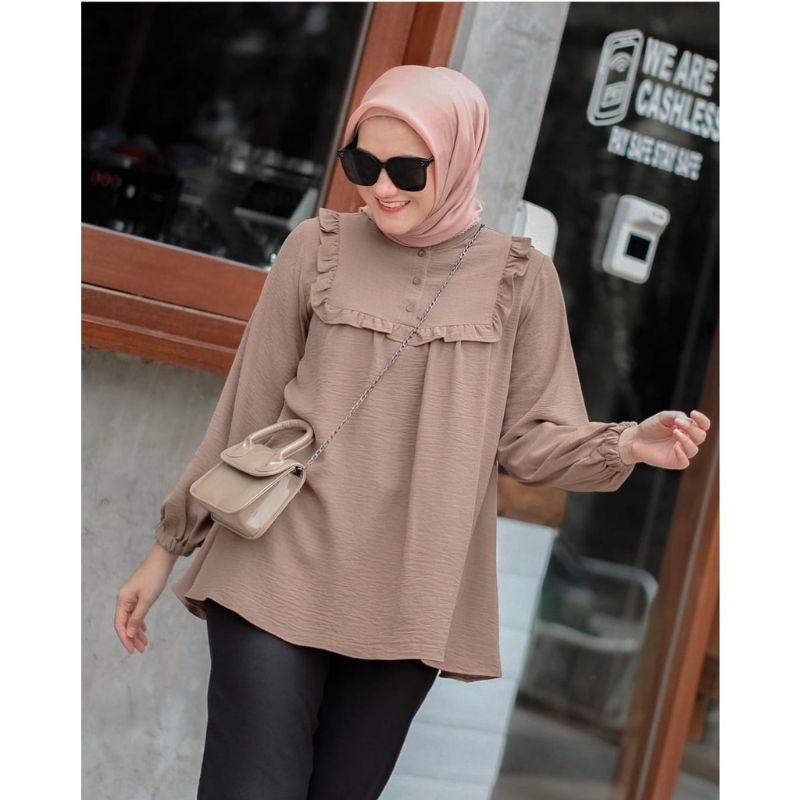 VALLINA OUTFIT - NAORA SHIRT ATASAN WANITA FORMAL MUSLIM KEMEJA BLOUSE LENGAN PANJANG