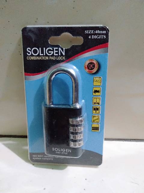 Gembok nomor 4 digit soligen 40mm