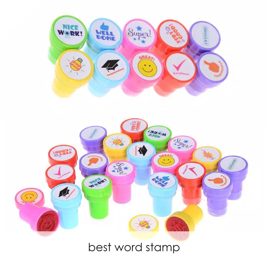 

# baru_ Edufuntoys - BEST WORD STAMP isi 10pcs - stamp anak untuk giat belajar/ stempel anak/ stempe