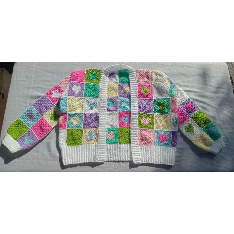 Cardigan Granny Square Crochet /Cewek Kue /Cardigan Rajut /Cardigan Hanmade /Love Cardigan