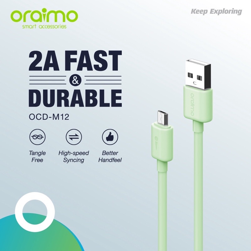 Oraimo OCD-M12 Kabel Data Micro USB Android Cable 2A Fast &amp; Durable - Garansi 1 Tahun