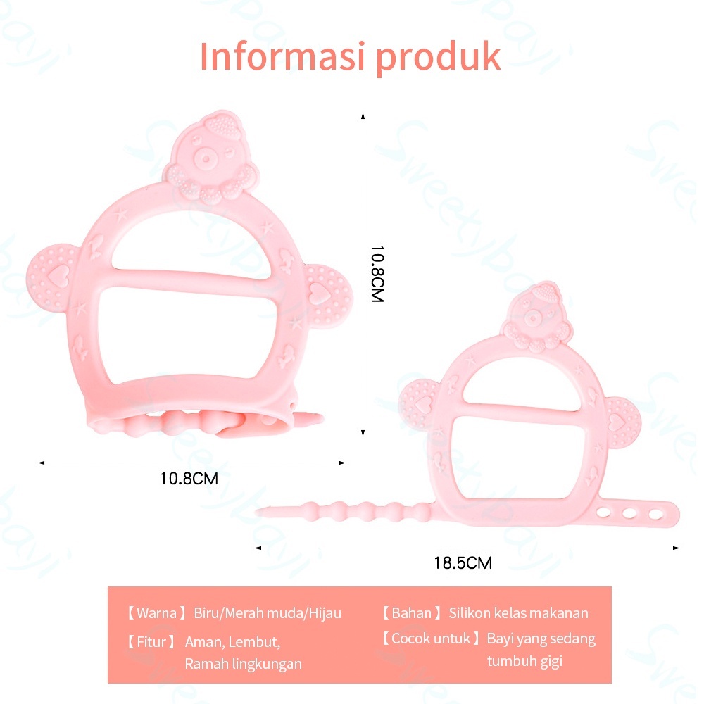 Teether Gigitan Bayi Bentuk Gelang Bahan Silikon