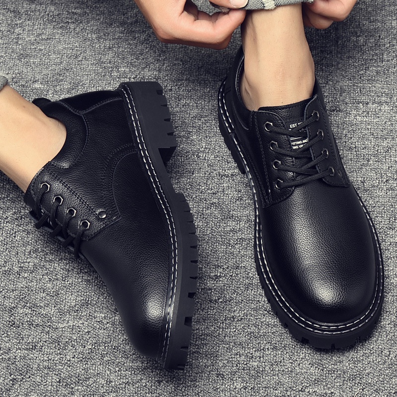 Sepatu Martin Boot  -    Kerja Kulit Sepatu  Inggris Retro Tren Martin Boots Fashion Pria Rendah Top