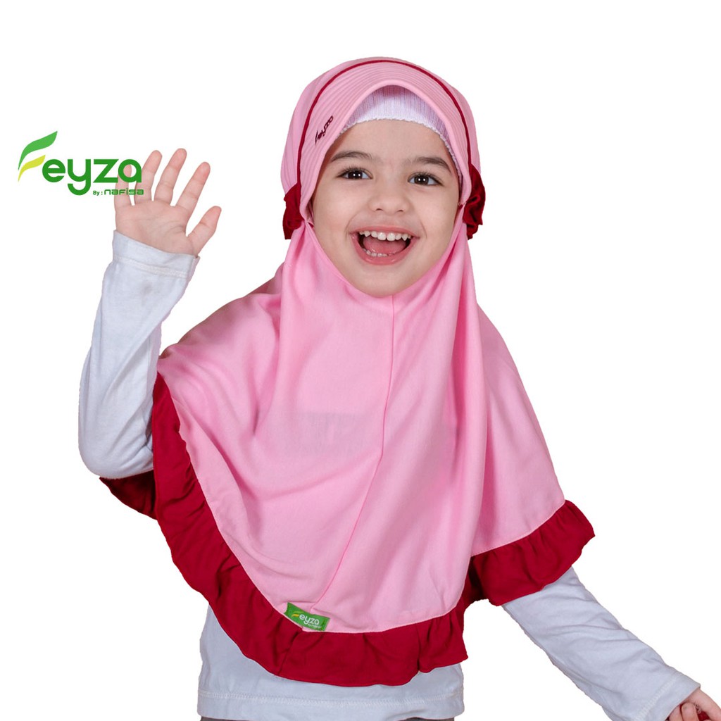 Jilbab Instan Anak Feyza Bryna | Hijab Instan Bergo Anak Kaos Kerudung Instan Anak Bergo 3 - 4 Tahun