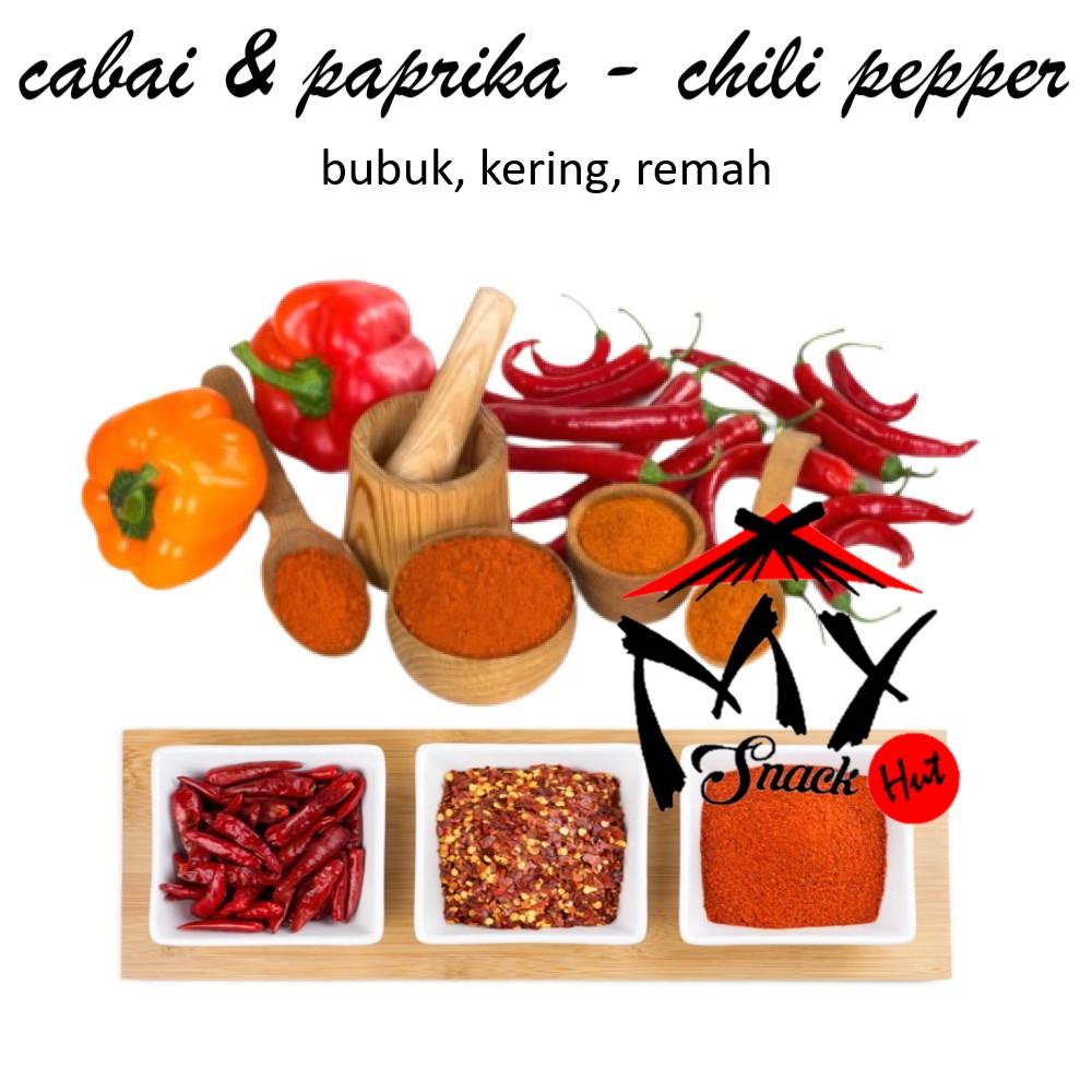 

CABAI PAPRIKA 50GR - CHILI PEPPER - CABE RAWIT BUBUK REMAH KERING - CAYENNE GOCHUGARU FLAKES POWDER Berkualitas