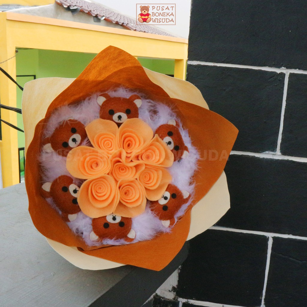 Bucket Bunga Boneka Buket Karakter Rilakkuma Wisuda/Anniversary/Ulang Tahun/Hadiah/Kado Rilakuma