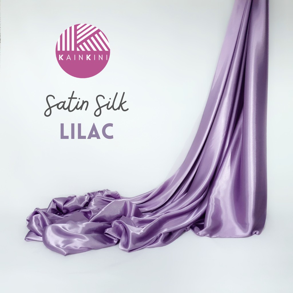 (½ meter) Kain Satin Silk Charmuse Premium Kilap Glossy Kainkini - Ungu Lilac Lavender Purple ( Bahan Sutra Gamis Pesta Seragam Bridesmaid Background Backdrop )