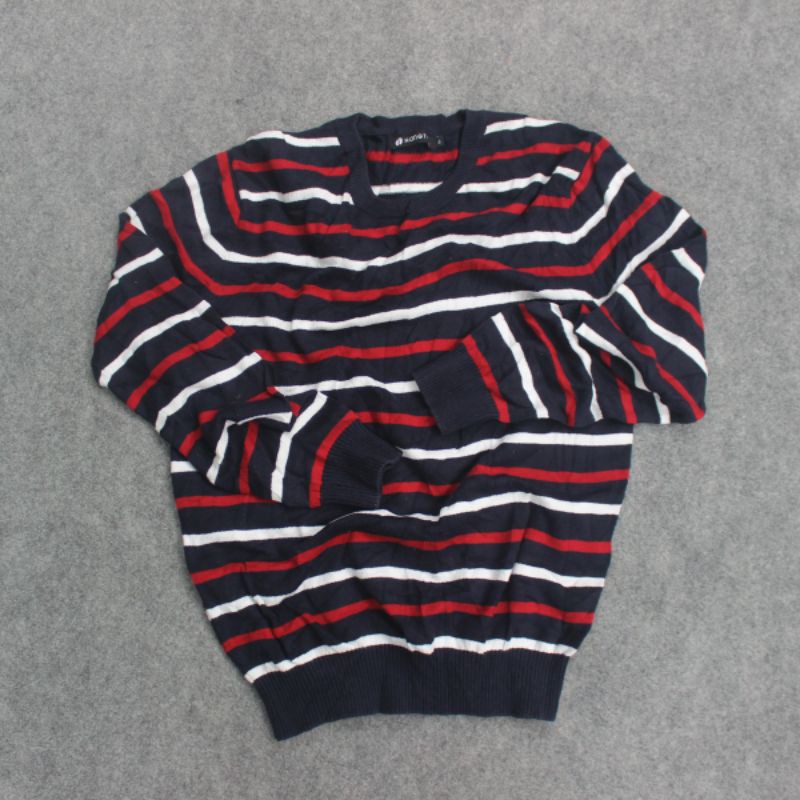 Sweater Rajut Hangten Navy Stripe Red White  Laris Murah