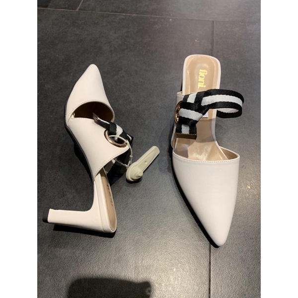 Fioni bow mule white payless heels 7 cm