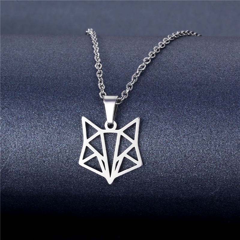 Eropa dan Amerika hollow stainless steel hewan kalung Fox liontin geometris klavikula rantai perhias