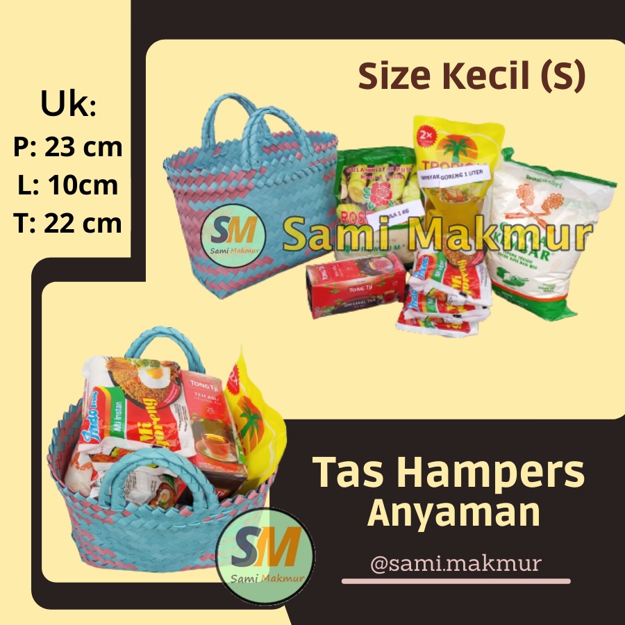 Tas Anyaman Plastik Murah Keranjang Belanja Tas Bingkisan Ukuran Kecil Small (S) Tas Souvenir Parcel Kotak Snack Wadah Hantaran Sembako Gula Roti