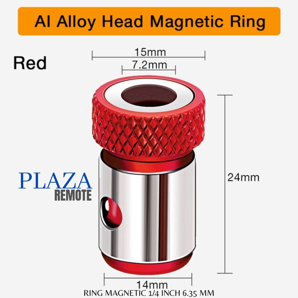 UNIVERSAL RING MAGNETIZER KONEKTOR OBENG METAL SXREWDRIVER 1/4 INCH 6.35MM PANJANG 2.4 CM