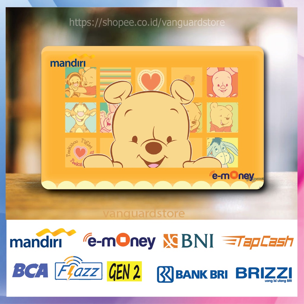 KARTU E MONEY E TOLL ANIME WINNIE THE POOH KARTUN EMONEY MANDIRI FLAZZ BCA BNI TAPCASH BRIZZI