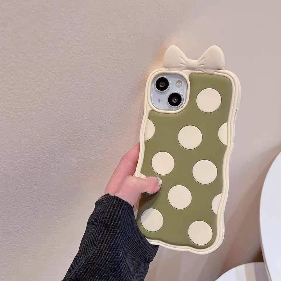 Case Motif Dotted Warna Hijau Army Untuk IPhone 12 13 11 Pro Max X Xs Max Xr