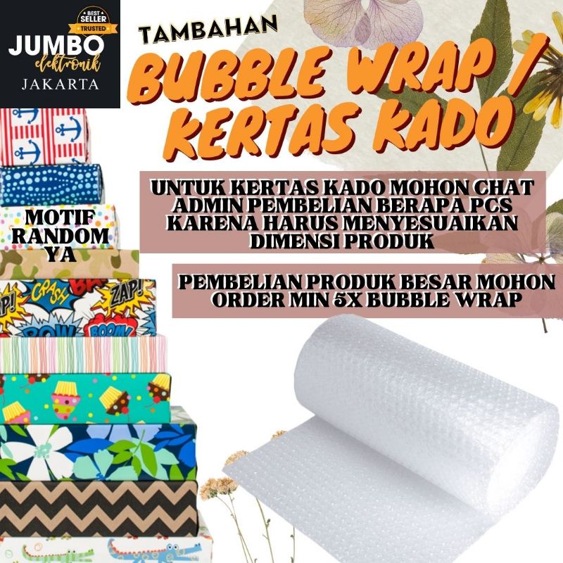 

Packing Tambahan Kertas Kado / Extra Bubble Wrap Jumbo Elektronik | Bubble Wrap Extra / Kertas Kado