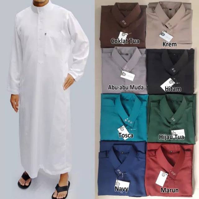 Baju Gamis Pria dewasa - Jubah Pria - baju koko lengan panjang - jubah putih pria - gamis pitih pria